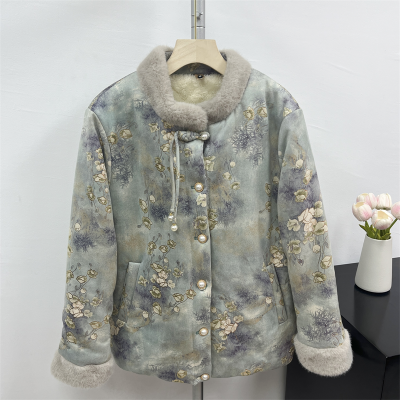 妈妈时尚冬季加绒保暖棉服中老年女冬装2025洋气国风加厚棉袄外套