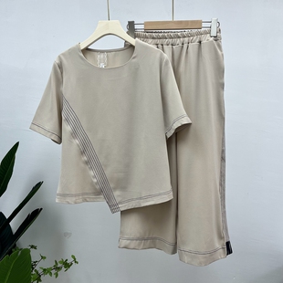 2024夏季新款雪纺短袖T恤女减龄宽松大码洋气小衫遮肚子妈妈上衣