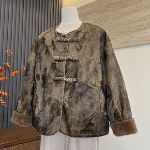 时尚新款妈妈装冬季棉服开衫新中式大气中老年女国风保暖圆领外套