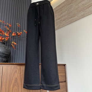 时尚牛仔裤妈妈装秋冬季新款加绒裤中老年女直筒保暖显瘦垂感长裤