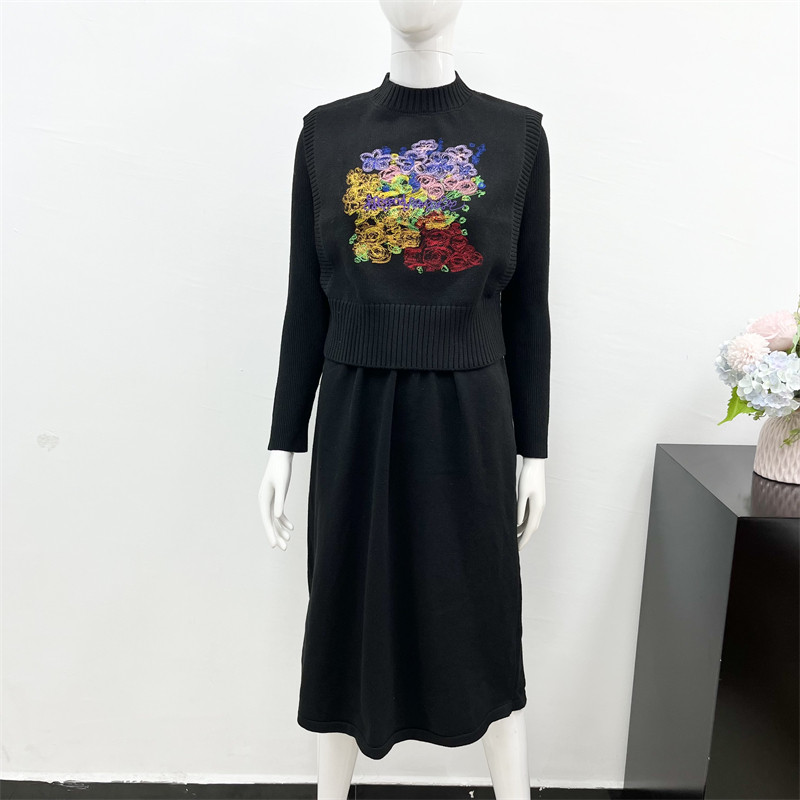 中年妈妈毛衣春秋装连衣裙两件套