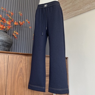 新款妈妈装冬季加厚颗粒绒直筒裤时尚松紧腰中老年女气质牛仔裤子