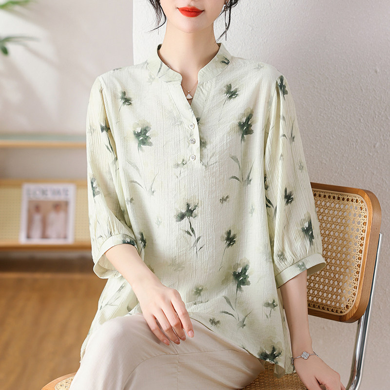 妈妈夏装新款洋气雪纺短袖t恤