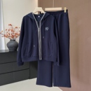 新款 时尚 秋季 连帽拉链上下套装 中老年女休闲运动两件套 开衫 妈妈装