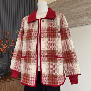 时尚新款妈妈装针织秋冬开衫纽扣上衣中老年女士翻领长袖百搭外套