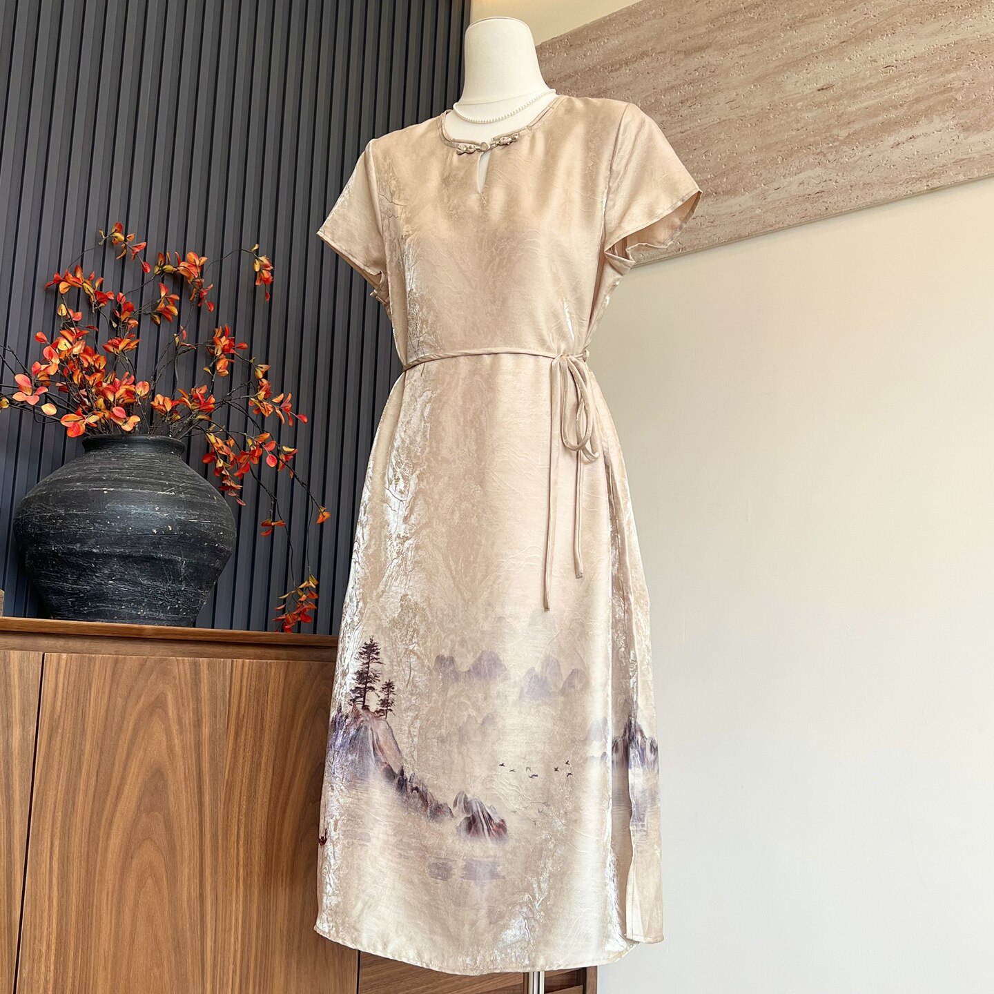 时尚新款妈妈装洋气夏季短袖长款雪纺连衣裙中老年女气质收腰裙子