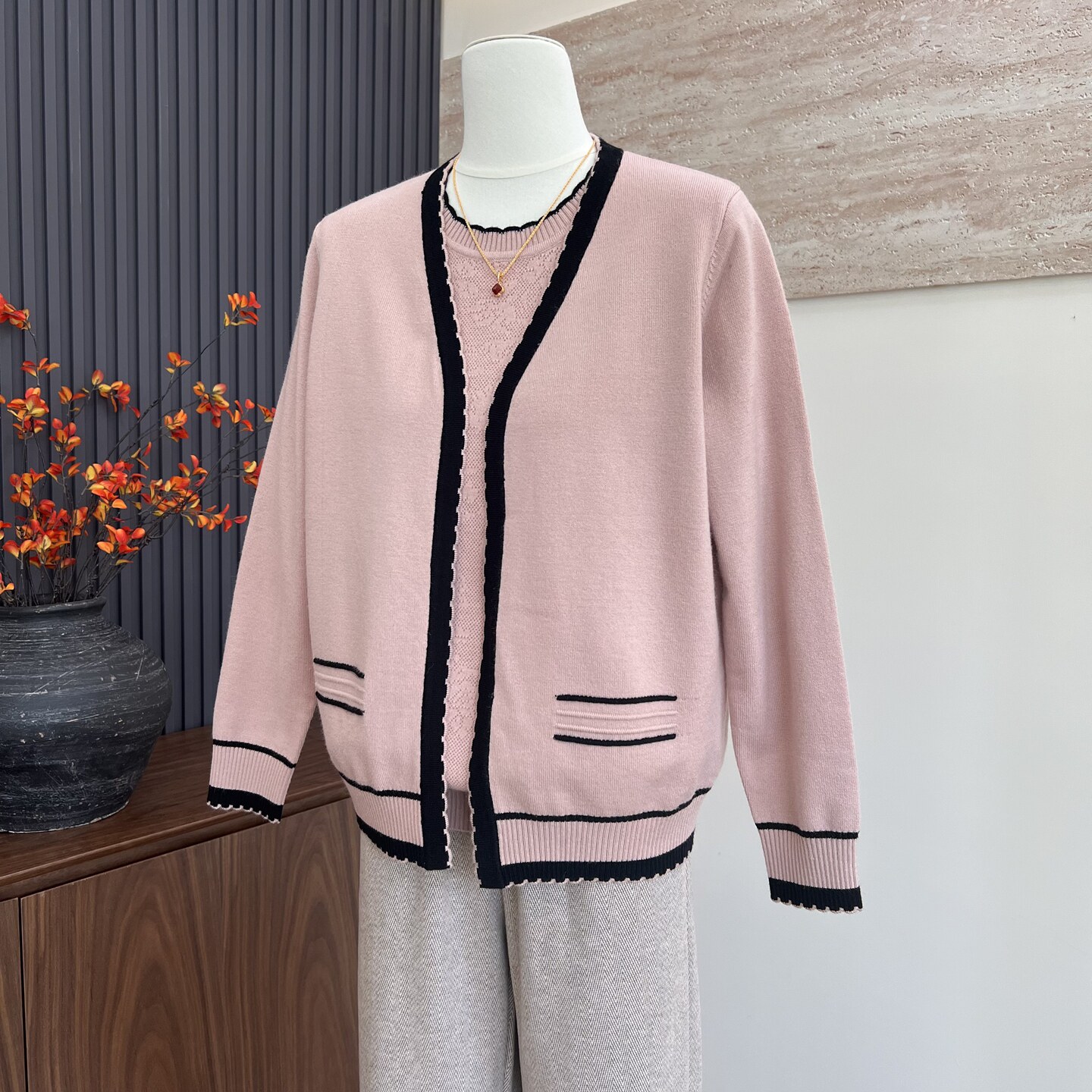 时尚新款妈妈装春装短袖内搭针织开衫两件套中老年女洋气上衣套装 - 锦尚禾 原 蝉鸣美人妈妈服装出品