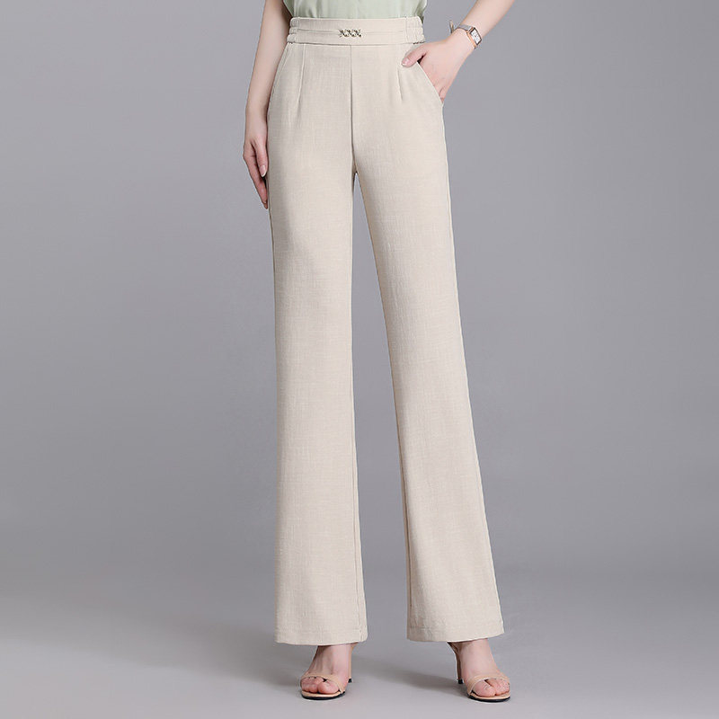 高腰妈妈裤子春款宽松显瘦直筒裤洋气新款中年休闲大码中老年女裤