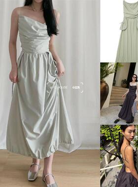 新版韩国小众 Theopenproduct 设计感系带露背吊带连衣裙