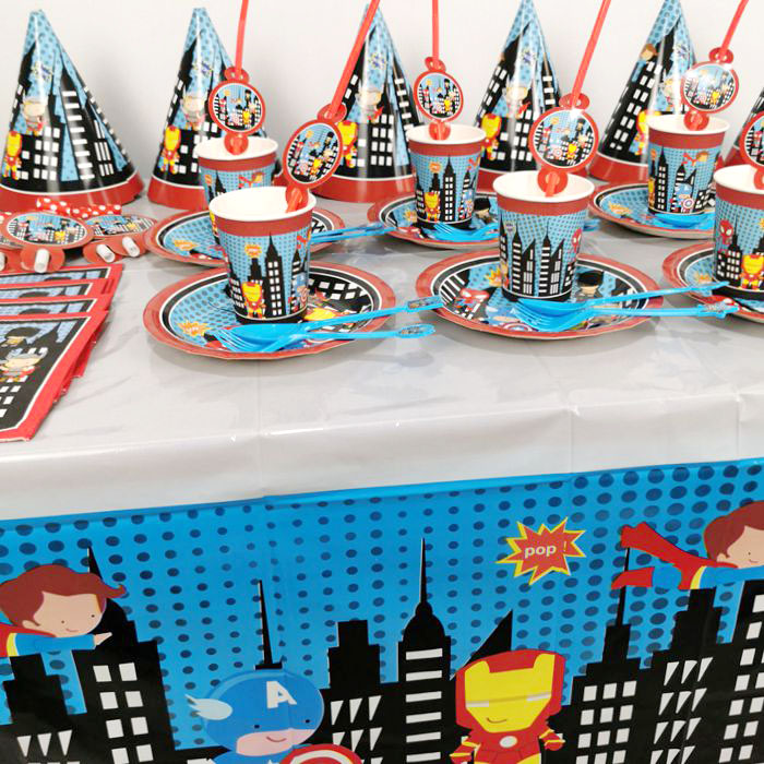 漫威主题生日复仇者布置餐具