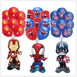 复仇者联盟蜘蛛侠钢铁侠队长卡通乳胶圆形加厚气球男孩生日会布置