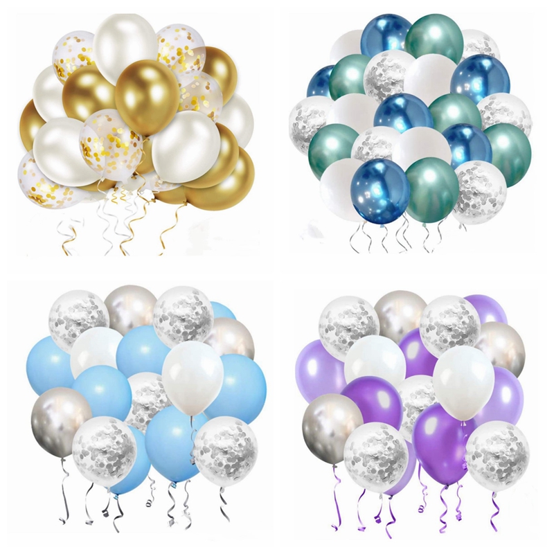 金银乳胶气球纸屑亮片圆形