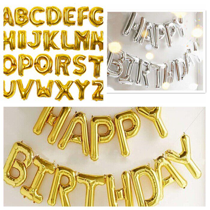 六一儿童节16寸金色银色字母铝膜气球套餐宝宝周岁生日装饰派对