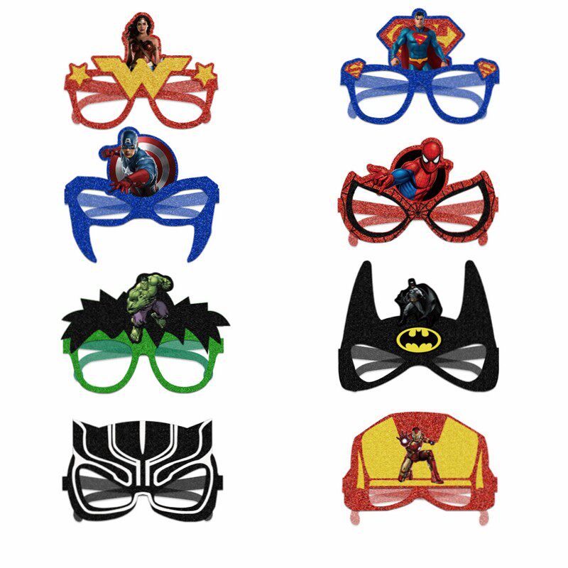 圣诞纸制眼镜拍照道具复仇者蜘蛛侠钢铁侠男孩儿童生日派对装饰品