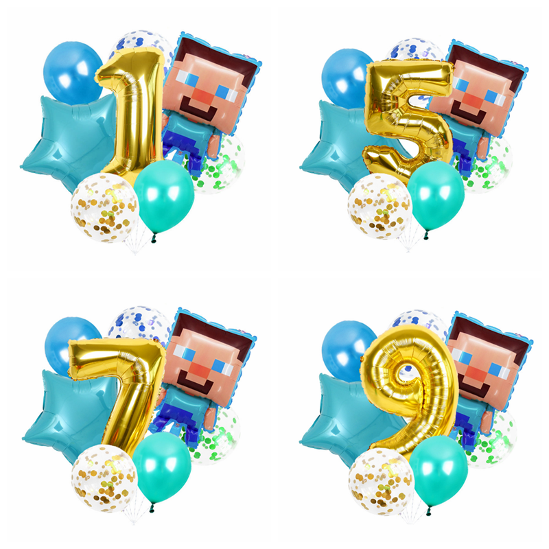 史蒂夫卡通造型布置数字套装我的世主题界生日派对装饰组合气球,节庆用品/礼品,气球,淘宝优惠券,粉丝福利购,淘宝优惠卷