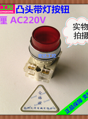 正品TEND杭州天得30厘T31LR-1C红色带灯凸头按钮开关自复位1开1闭