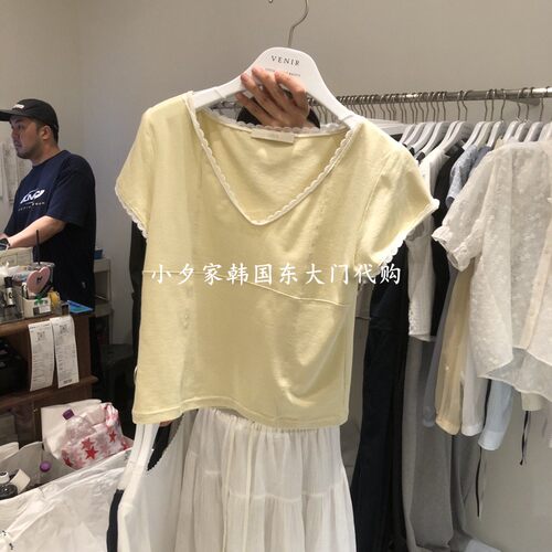 黄现一件包邮 小夕韩国东大门代购VENIR-a 26夏女时尚修身短袖T恤