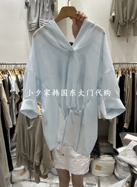 一件包邮 小夕韩国东大门代购 G.I-L26夏款女装新连帽纯色衬衫T恤