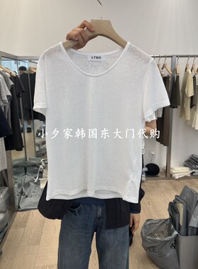 一件包邮 小夕韩国东大门代购 LTMS26夏女装新品纯色低领短袖T恤