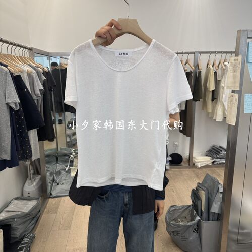 一件包邮 小夕韩国东大门代购 LTMS26夏女装新品纯色低领短袖T恤
