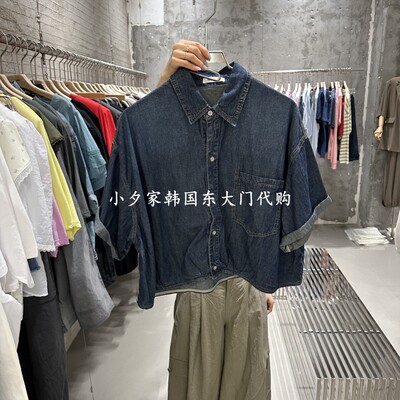 一件包邮 小夕韩国东大门代购 JUNI26夏女装时尚立领牛仔衬衫 T恤