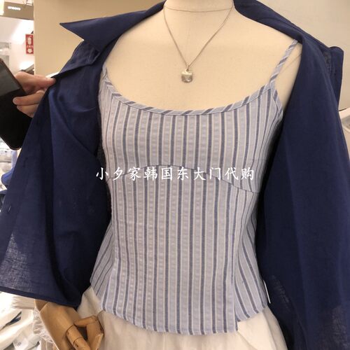 一件包邮 小夕韩国东大门代购VENIR-a 26夏款女装条纹 吊带背心