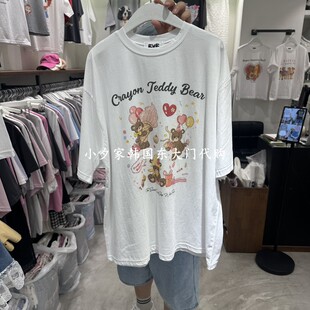 一件包邮 小夕韩国东大门代购EVE 26夏季女装爱心小熊可爱短袖T恤