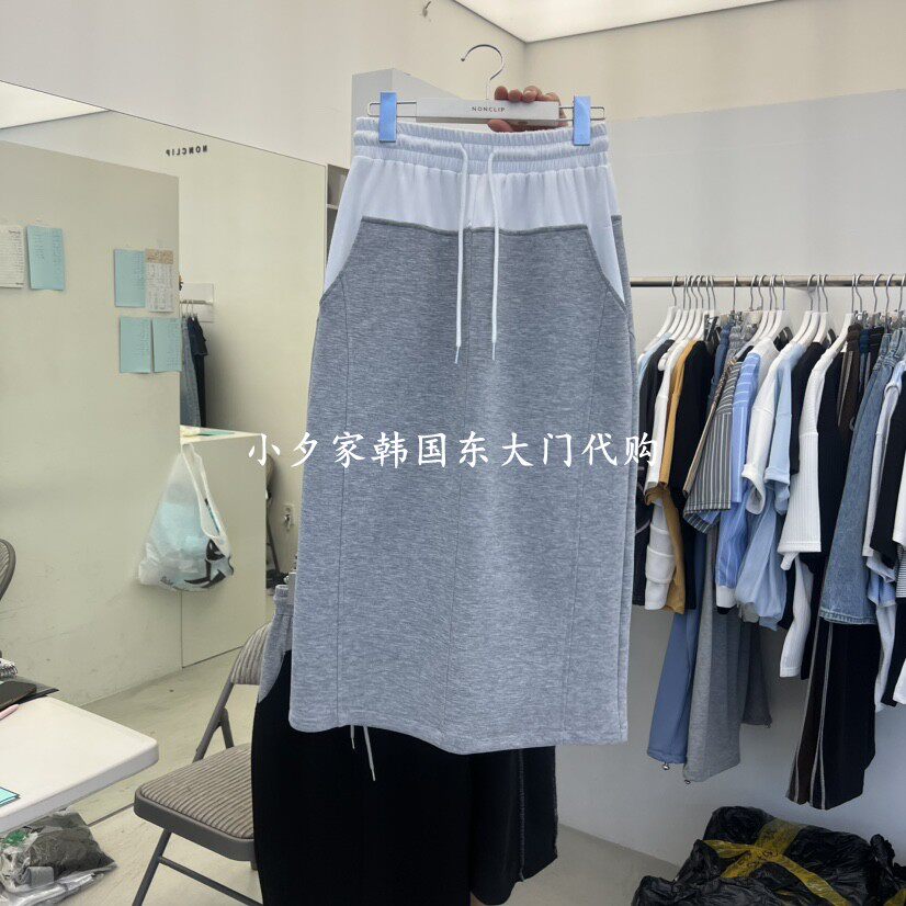一件包邮 小夕韩国东大门代购NON CLIP 26夏款新女拼接收腰半身裙