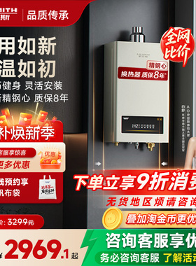 【新品TM5升级】AO史密斯家用小精钢燃气热水器13/16升EC3恒温