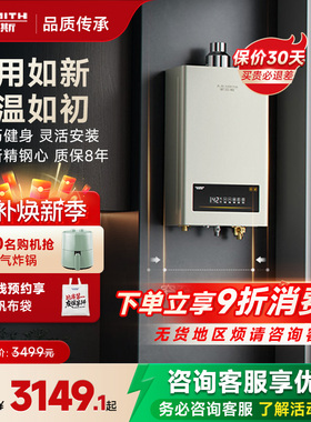 【新品TM5升级】AO史密斯家用小精钢燃气热水器13/16升EC3恒温