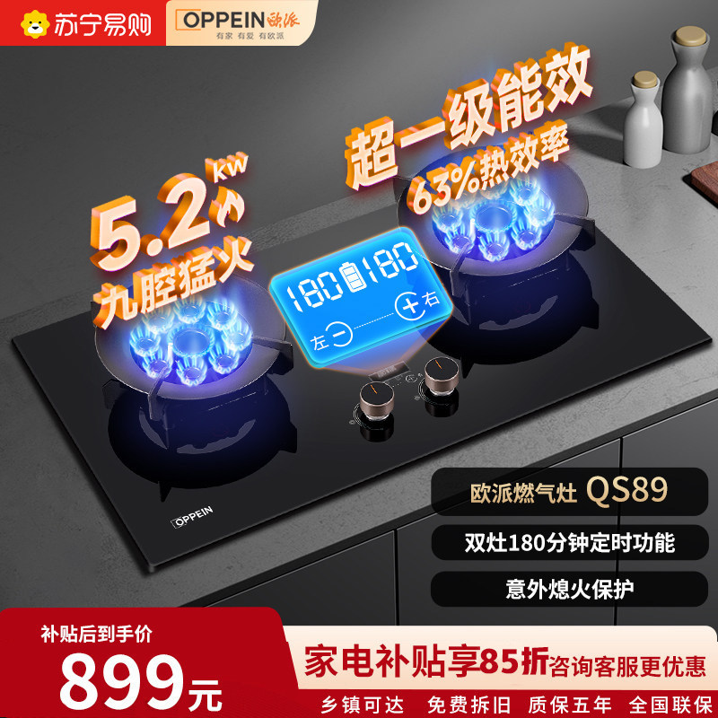 欧派家用燃气灶QS89双灶定时款图片