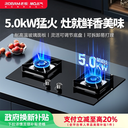 老板名气燃气灶台天然气液化气家用6510B猛火灶煤气灶家用双灶20