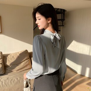 K姐2025春季新款法式气质衬衫女长袖上衣韩系百搭衬衣小众职业装