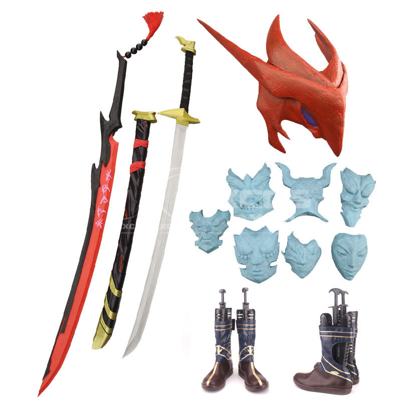 lol英雄联盟 永恩 cosplay道具 面具 装饰品 刀定做 league of le