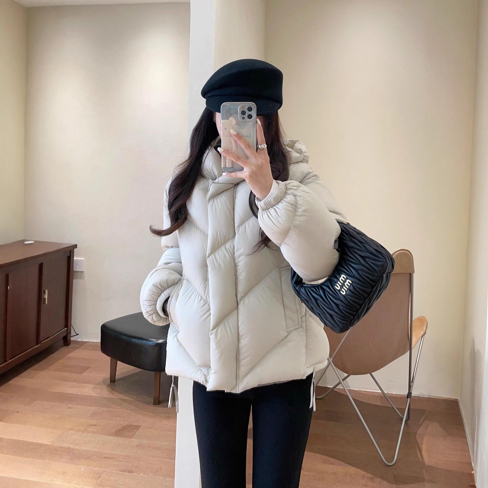 蓬松感安心90白鸭绒泡芙连帽羽绒服加厚短款外套25冬G110612