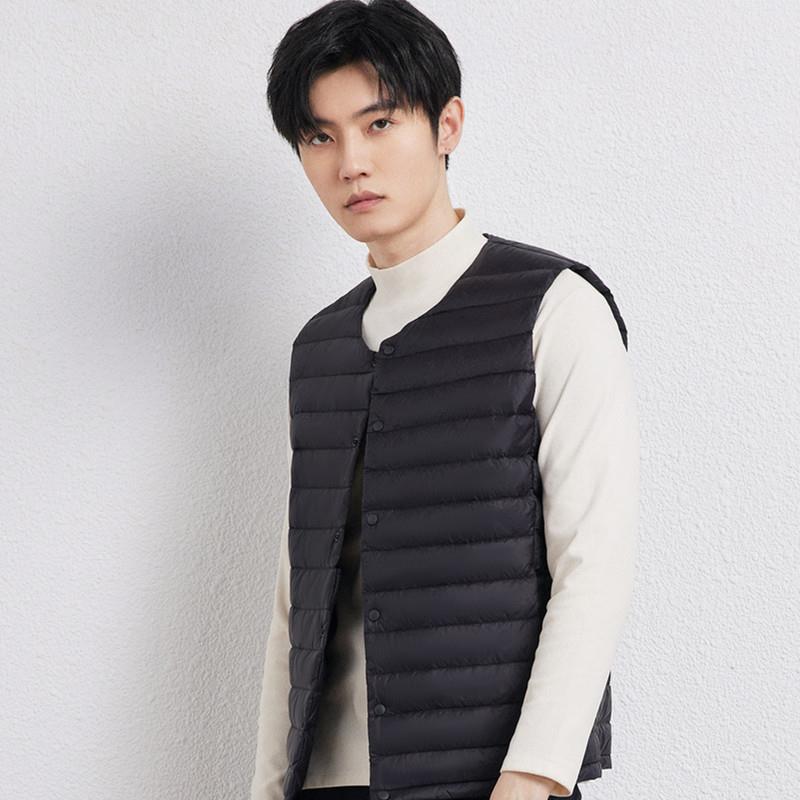 轻薄款羽绒服男马甲短款2025年新款90白鸭绒冬季内胆马夹宽松外套