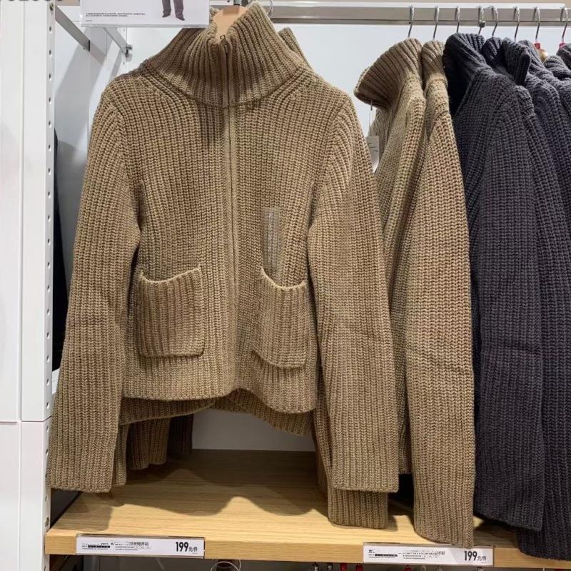 u合作款女柔软绵羊毛混纺针织拉链茄克外套夹克24秋冬新款Y471464