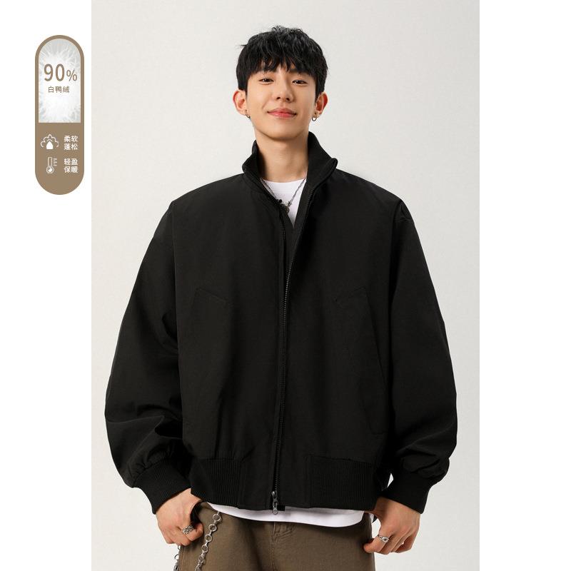 90%白鸭绒美式飞行员羽绒服男士cleanfit高级感痞帅短款夹克外套