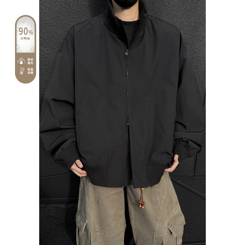 90%白鸭绒美式飞行员羽绒服男士cleanfit高级感痞帅短款夹克外套