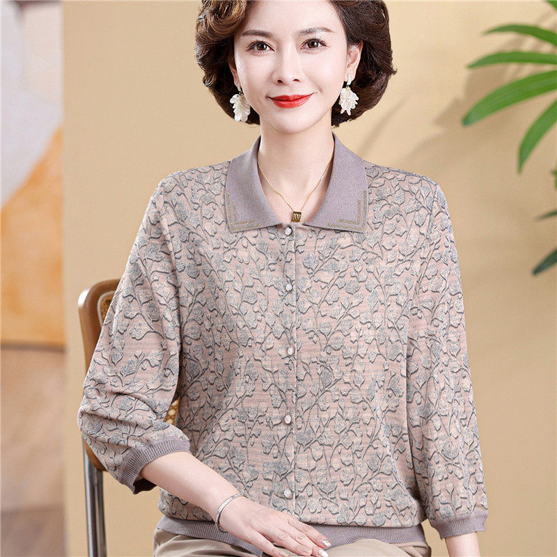 妈妈装薄款外套冰丝开衫外搭