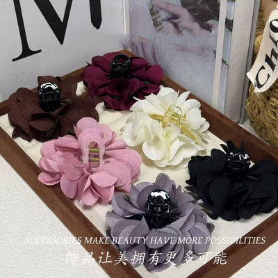 黑色花瓣小抓夹7cm发夹女2026新款鲨鱼夹小号侧边夹刘海夹半扎发