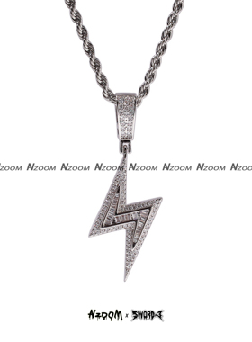 NAZOOM情侣小闪电项链吊坠镶钻宝石欧美hiphop嘻哈饰品ins男女新
