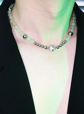 NAZOOM玉珠金属磁力吊坠项链2023新中式y2k辣妹个性亚文化圆珠链