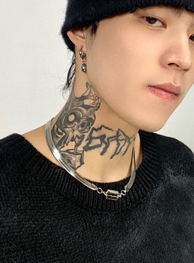 NAZOOM钛钢简约蛇骨链男女锁骨链刀片饰品扁蛇链高街辣妹同款cvi