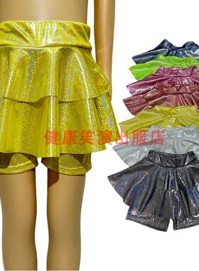 学校现代表演服学生女童成人细闪亮片短裤裙打底短裤太阳蓬蓬裙裤