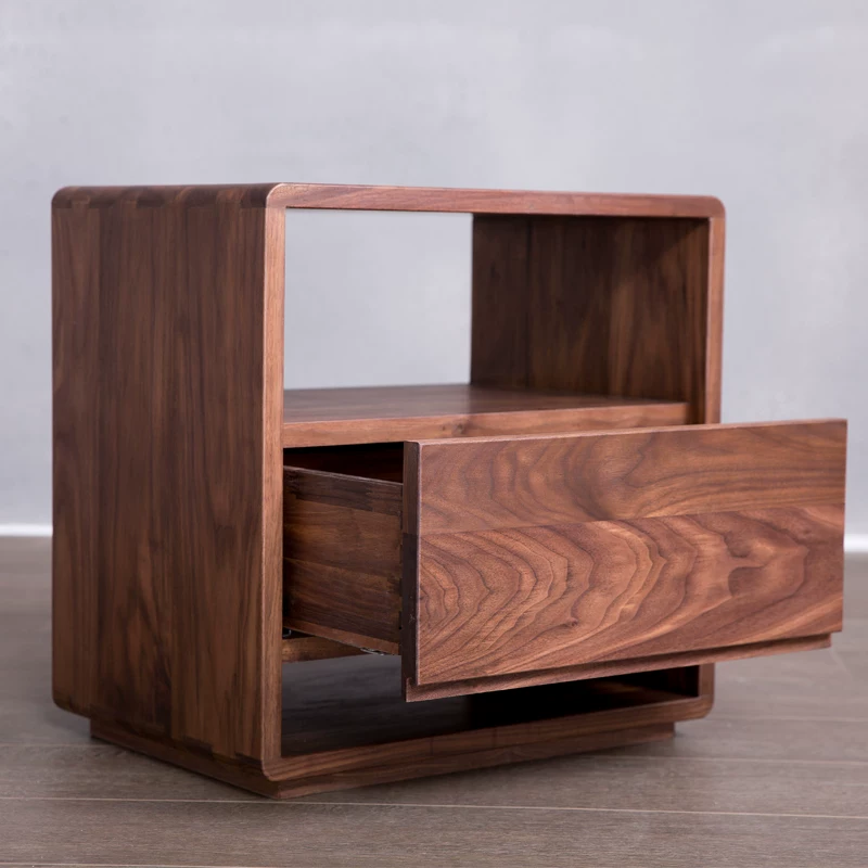 Nordic oak bedside table simple modern walnut bedside table all solid wood side table Japanese cherry wood storage cabinet