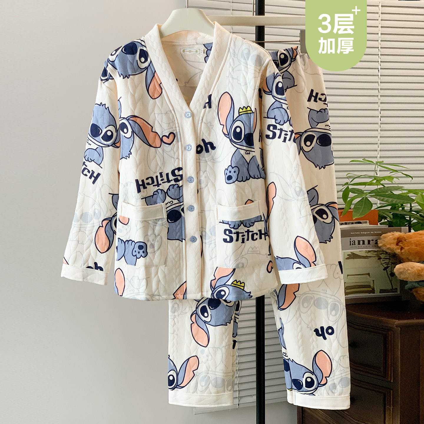 纯棉空气棉秋冬季月子服哺乳睡衣