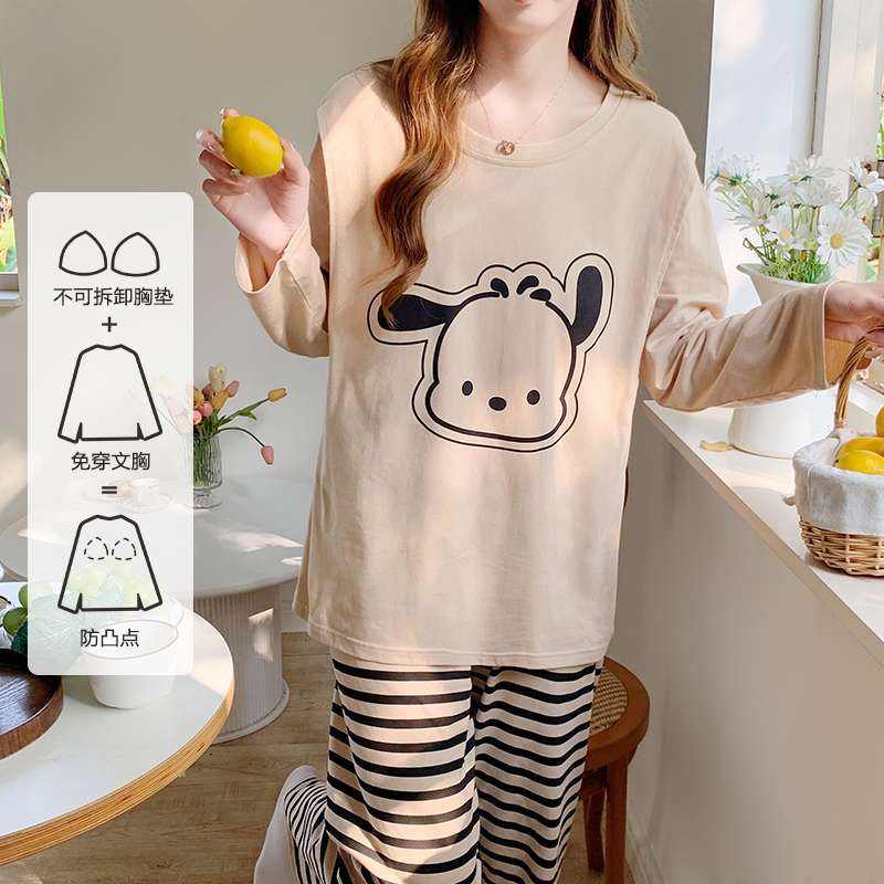 带胸垫防凸点月子服纯棉春夏孕妇