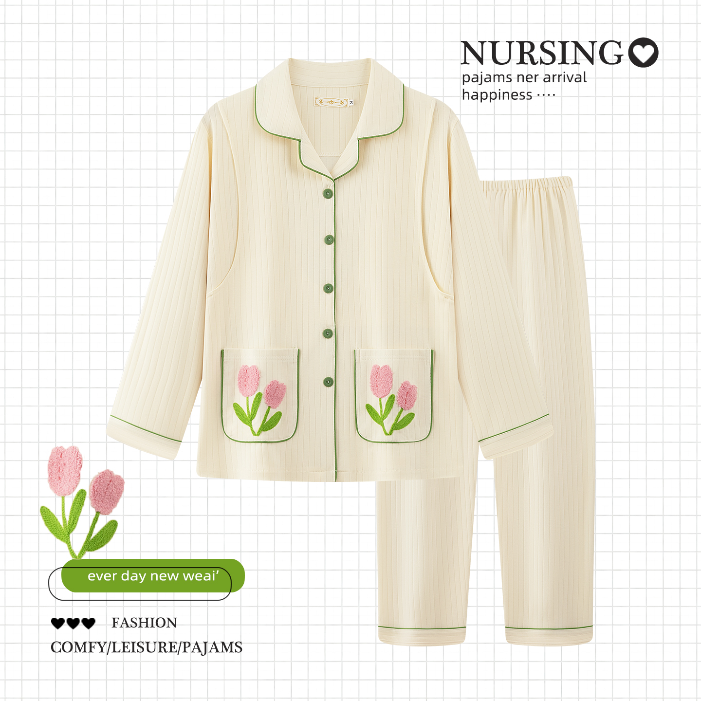 100%纯棉月子服秋冬加厚产妇哺乳