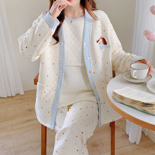 三件套空气棉月子服秋冬季产后纯棉孕妇睡衣哺乳春秋产妇12月份1